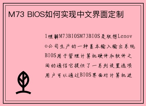 M73 BIOS如何实现中文界面定制